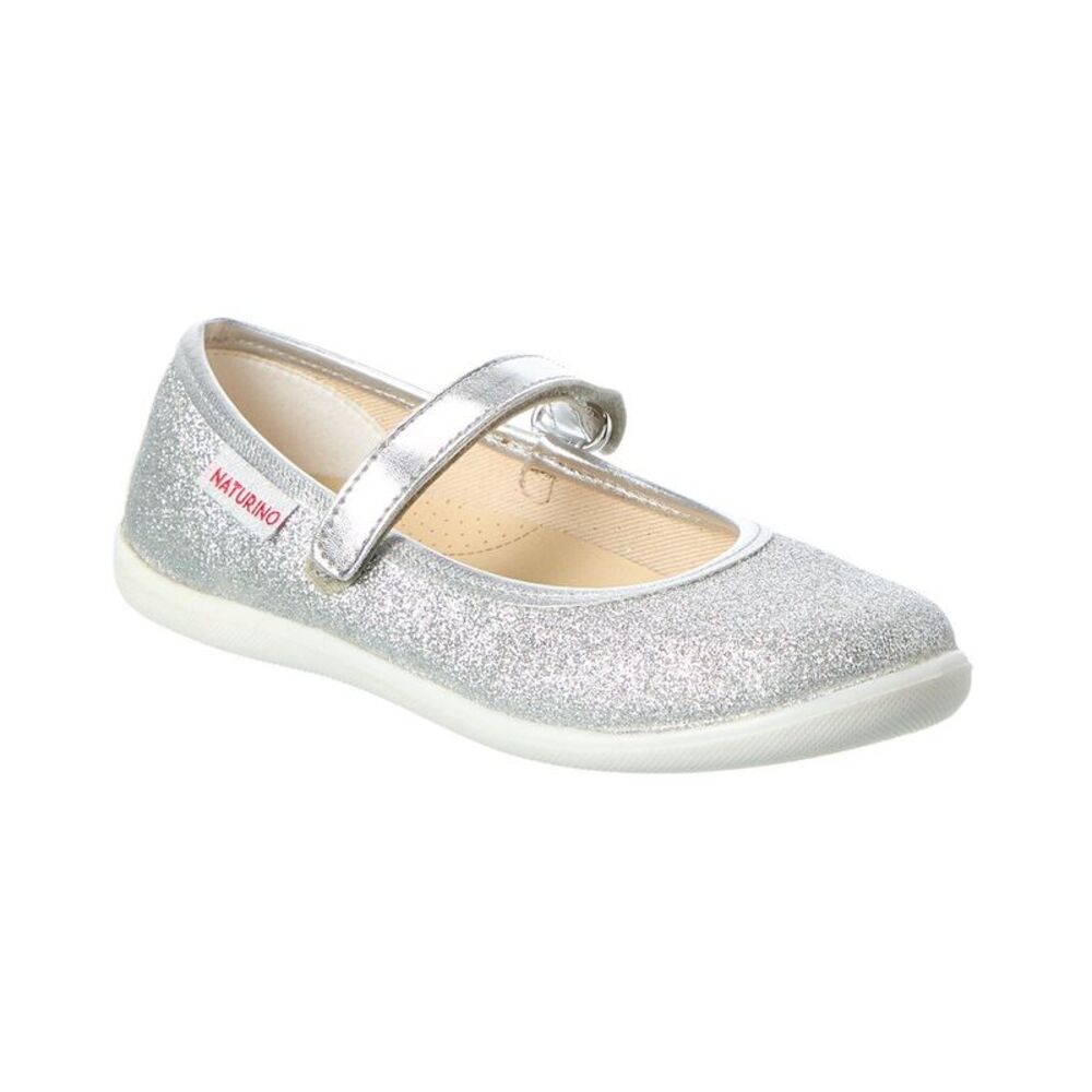 Naturino Pavia 2 Glitter Leather Flat, Silver